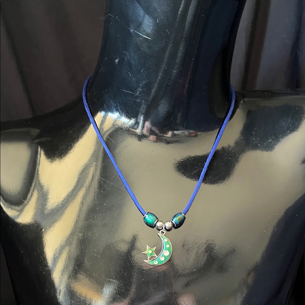 Fun blinged out Moon Pendant Necklace mood necklace changes with your mood!